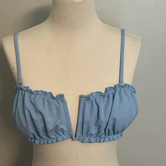 SHEIN Women’s Bikini Baby Blue Gathered Top Size‎ Large - Picture 3 of 7